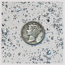 RWMM osmiridium crystals relative to mercury dime
